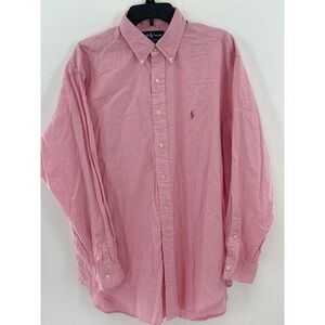 Ralph Lauren Yarmouth Pink Oxford Button Down Shirt Mens 17 34 Long Sleeve